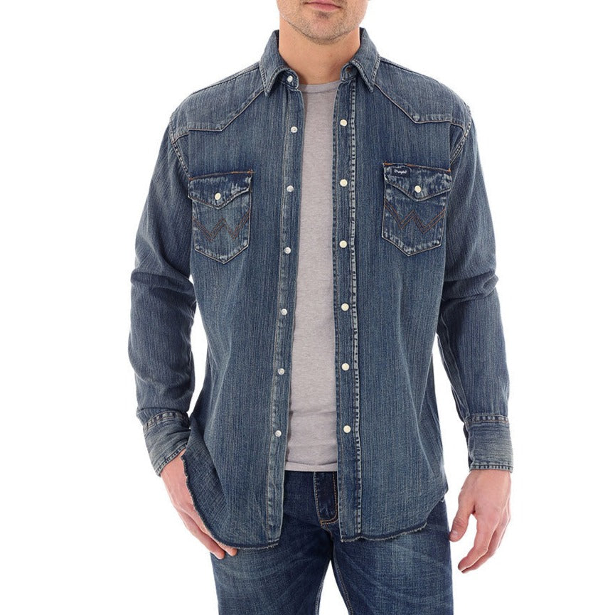 Wrangler Men's Distressed Denim Work Shirt | Lammle's