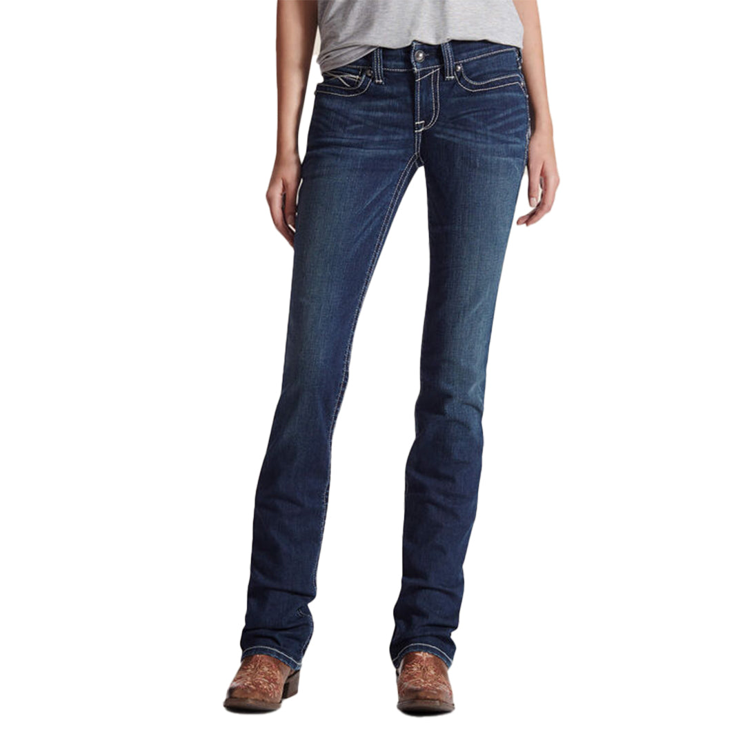 Ariat Women's R.E.A.L. Mid Rise Stretch Icon Stackable Straight Leg Jean