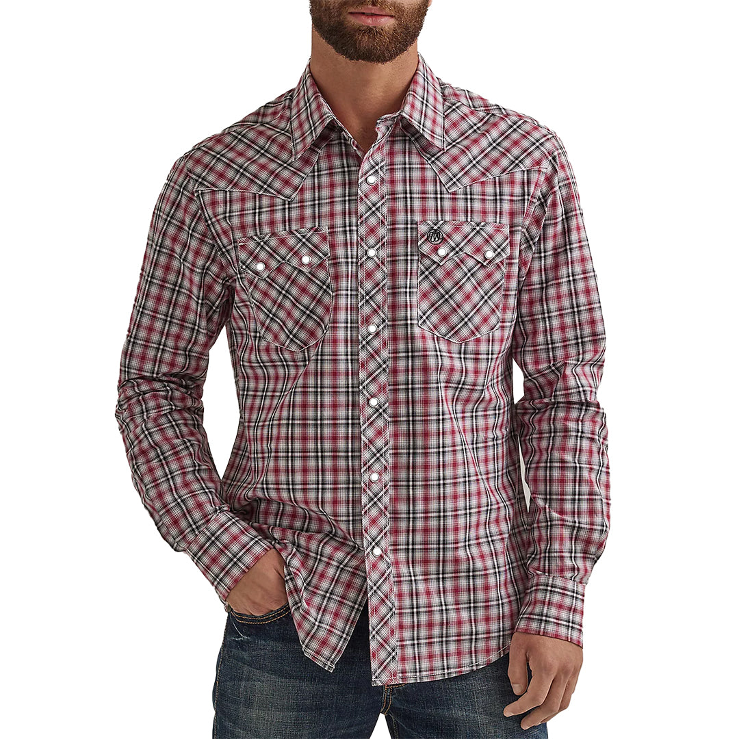 Wrangler Men's Retro Premium Western Snap Shirt In Plaid