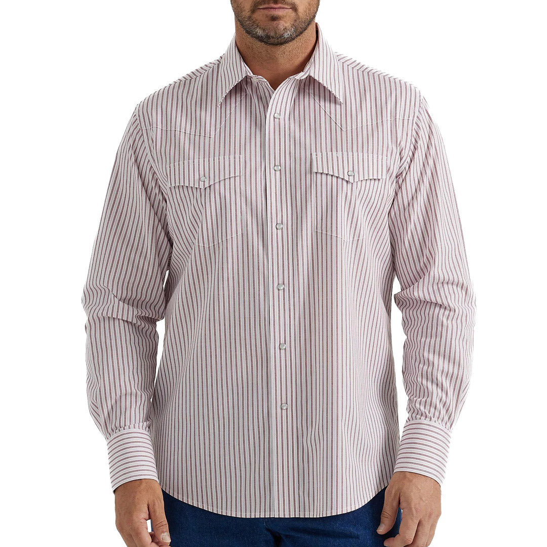 Wrangler Men's Wrinkle Resistant Stripe Snap Shirt