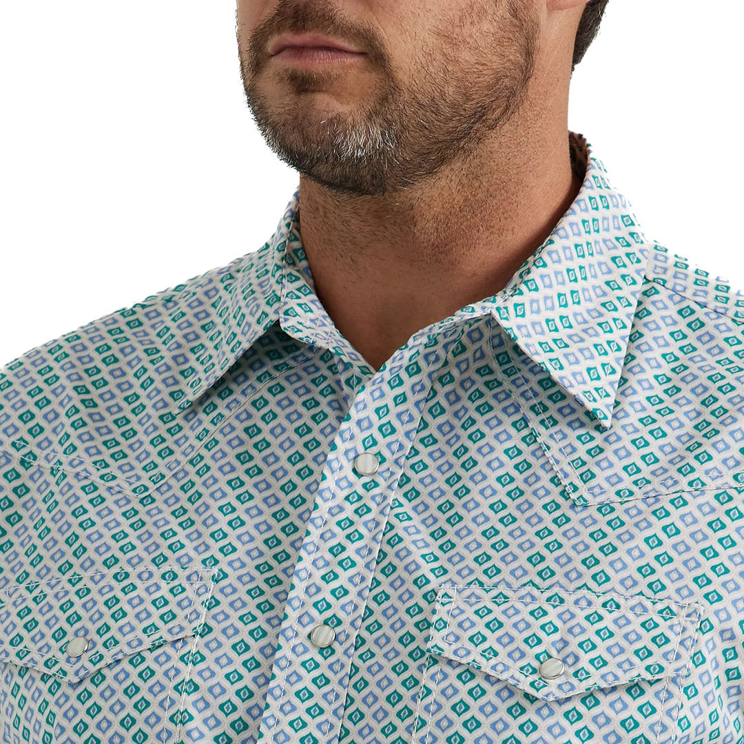 Wrangler Men's 20X Competition Snap Shirt In Teal Blue