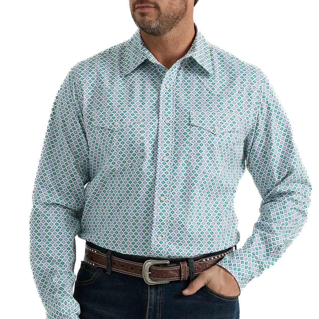 Wrangler Men's 20X Competition Snap Shirt In Teal Blue