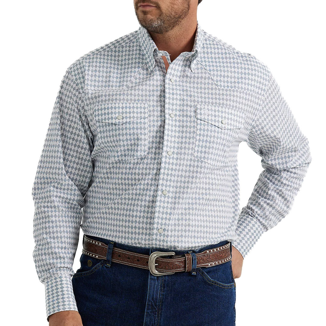 Wrangler Men's George Strait Troubadour Snap Shirt In Diamond Checker