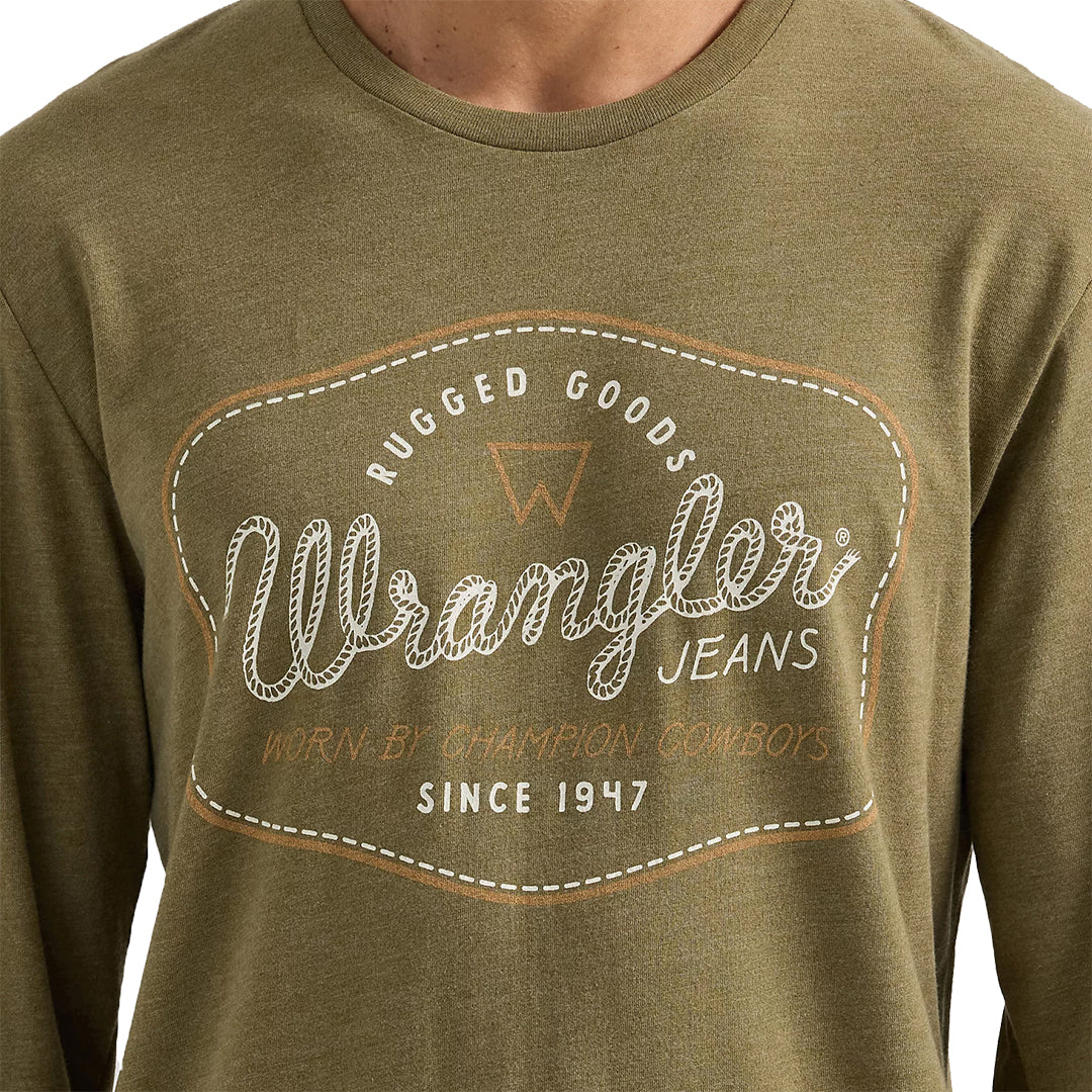 Wrangler Men's Rope Arm Logo Long Sleeve Graphic T-Shirt