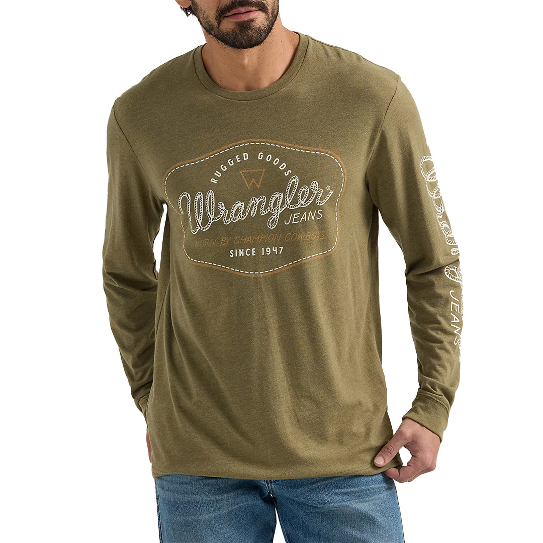 Wrangler Men's Rope Arm Logo Long Sleeve Graphic T-Shirt