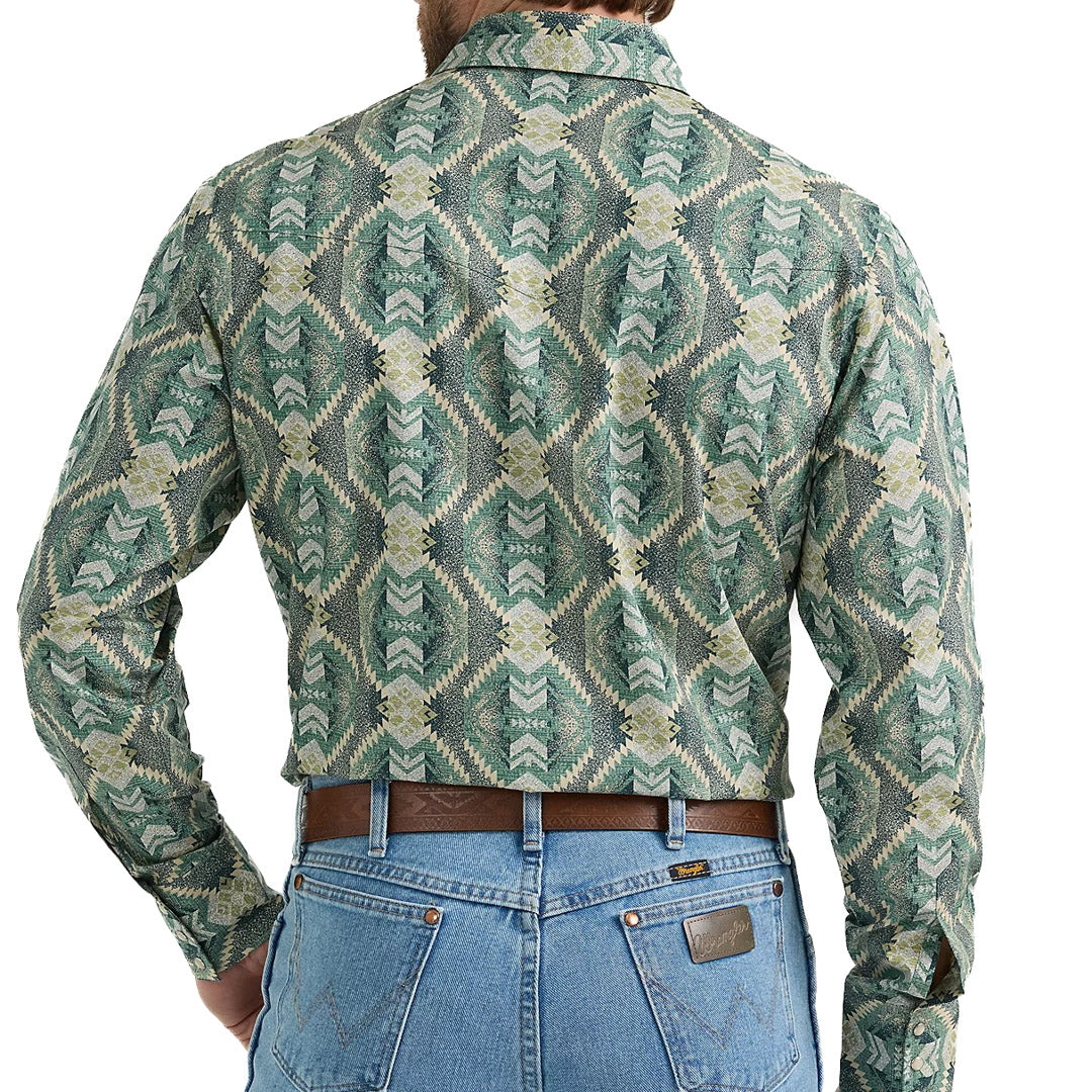 Wrangler Men's Checotah Western Snap Shirt In Green