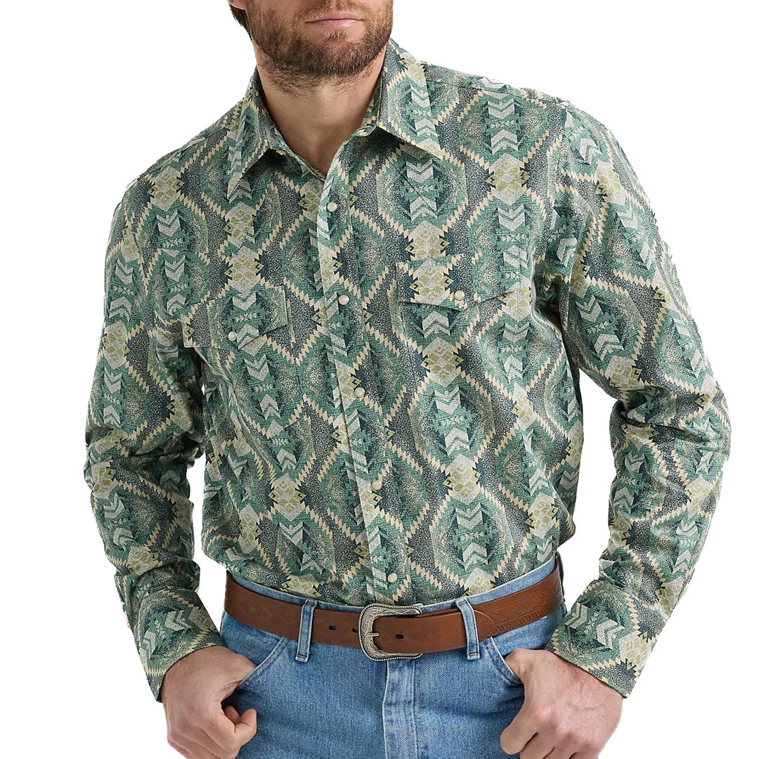 Wrangler Men's Checotah Western Snap Shirt In Green