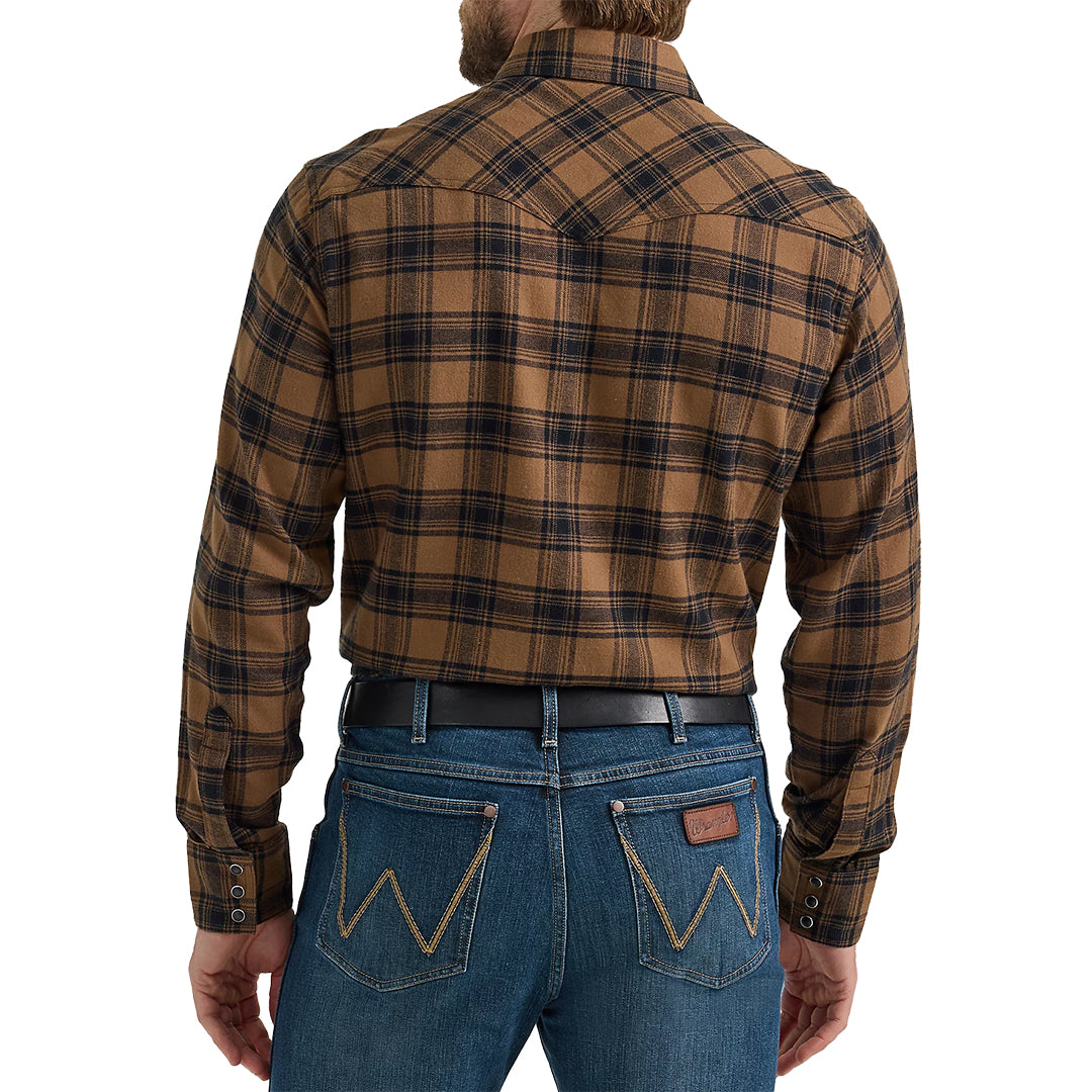 Wrangler Men's Retro Flannel Plaid Western Long Sleeve Snap Shirt