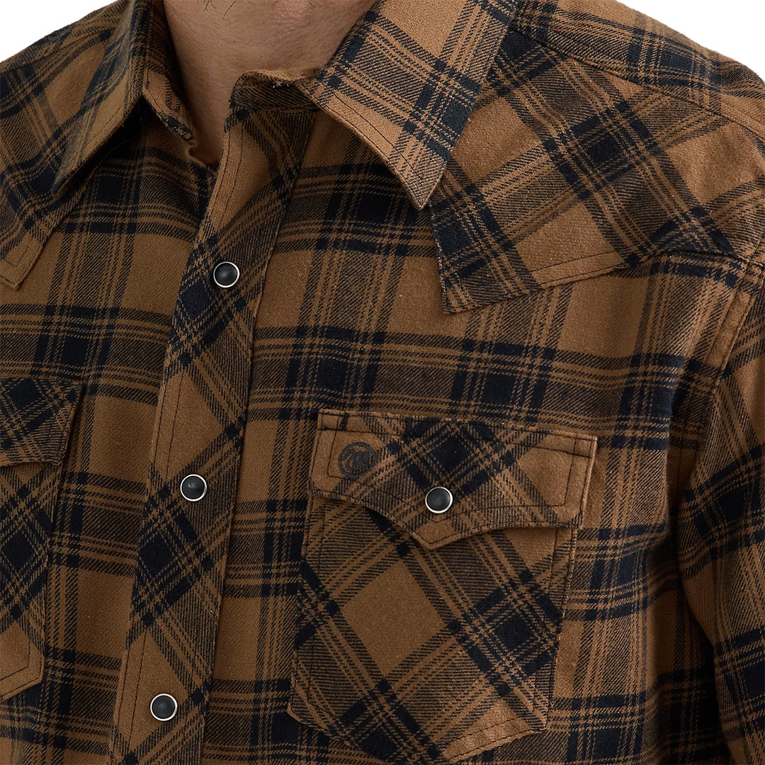 Wrangler Men's Retro Flannel Plaid Western Long Sleeve Snap Shirt