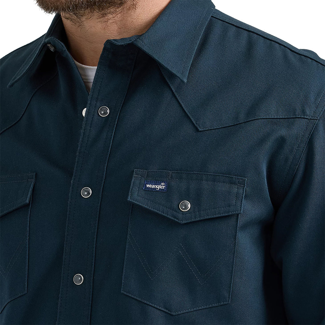 Wrangler Men's Long Sleeve Flannel Lined Solid Work Shirt