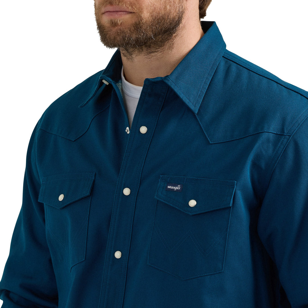 Wrangler Men's Flannel Lined Solid Snap Work Shirt