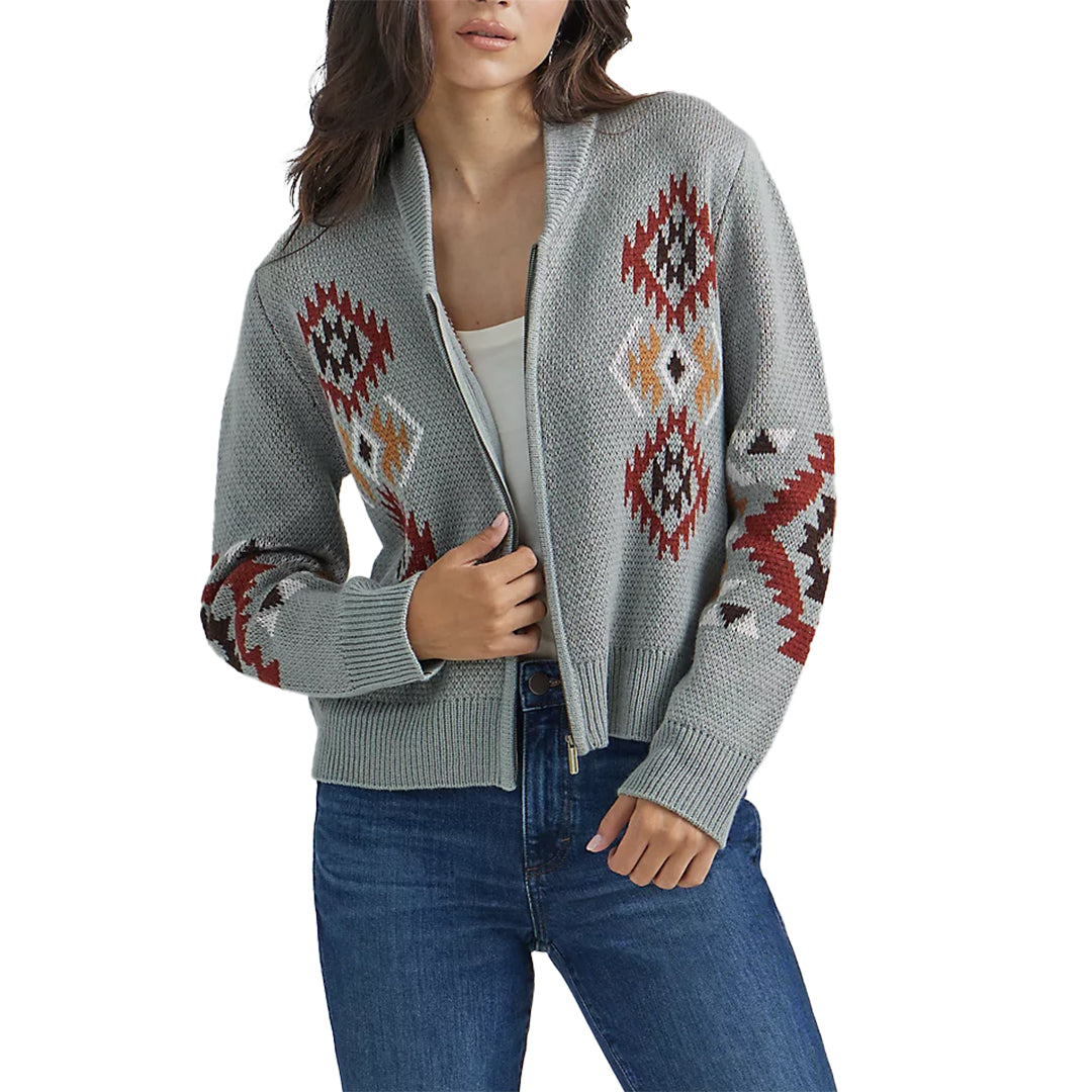 Wrangler Women's Southwestern Full Zip Cardigan Sweater