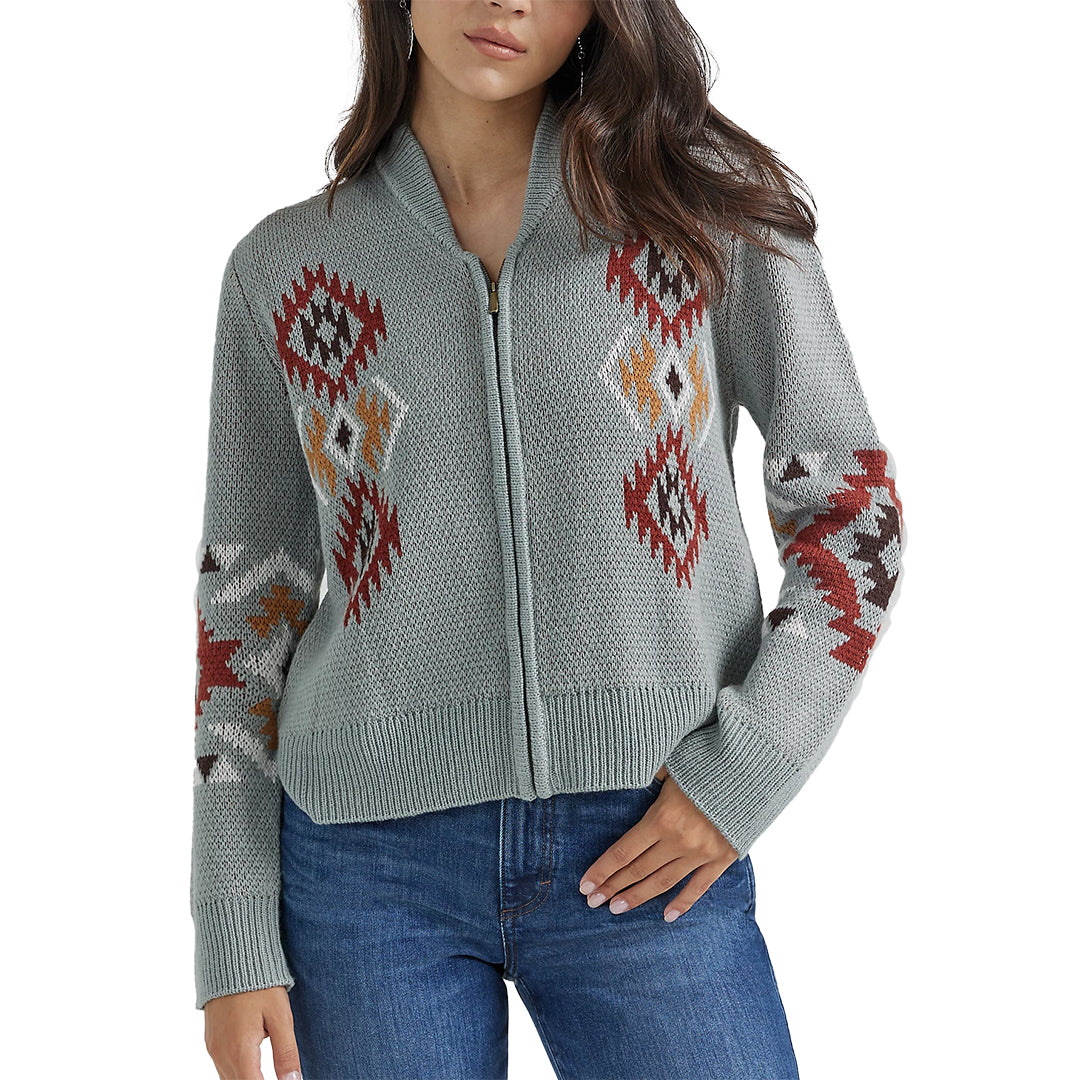 Wrangler Women's Southwestern Full Zip Cardigan Sweater