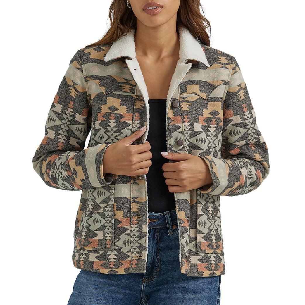 Wrangler Women's Sherpa Lined Southwestern Barn Jacket