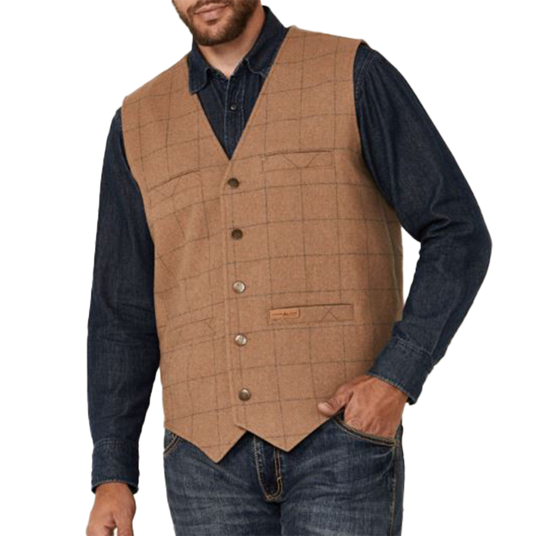 Powder River Outfitters Men's Plaid Print Wool Vest