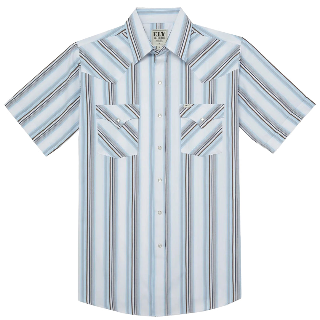 Ely Cattleman Men's Short Sleeve Stripe Western Snap Shirt