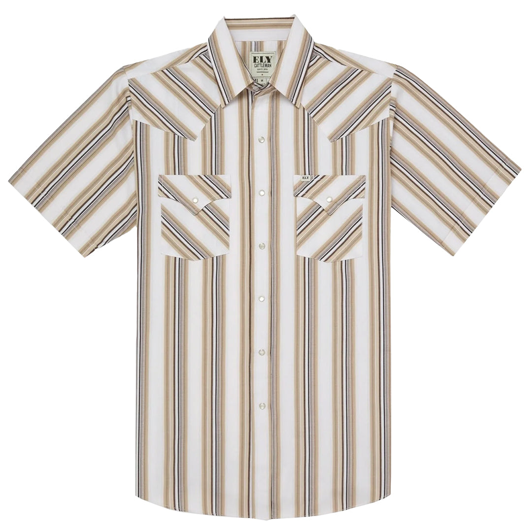 Ely Cattleman Men's Short Sleeve Stripe Western Snap Shirt