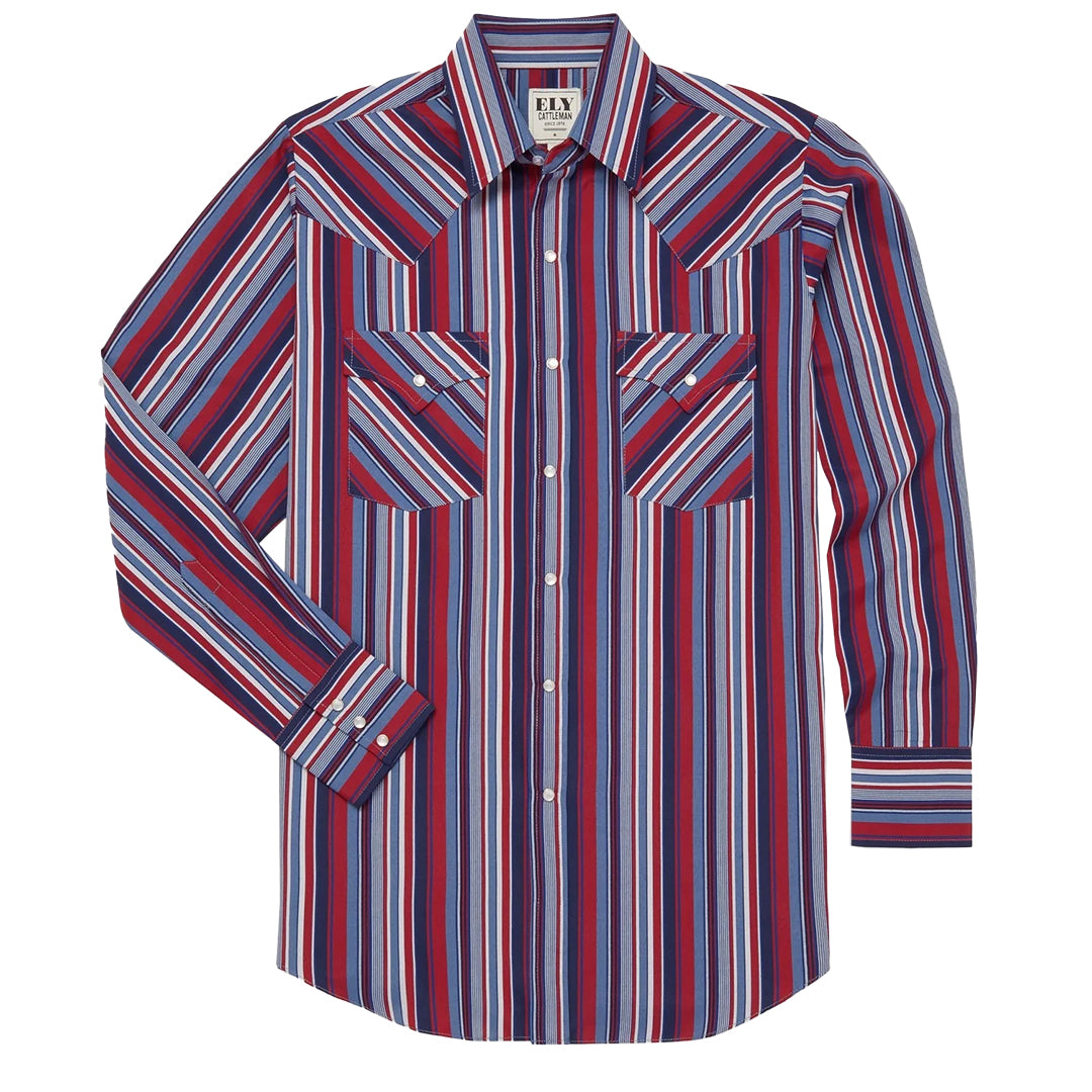 Ely Cattleman Men's Long Sleeve Textured Stripe Western Snap Shirt