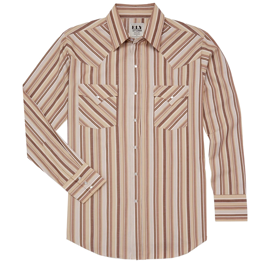 Ely Cattleman Men's Long Sleeve Textured Stripe Western Snap Shirt