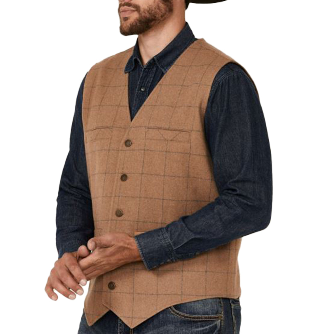 Powder River Outfitters Men's Plaid Print Wool Vest