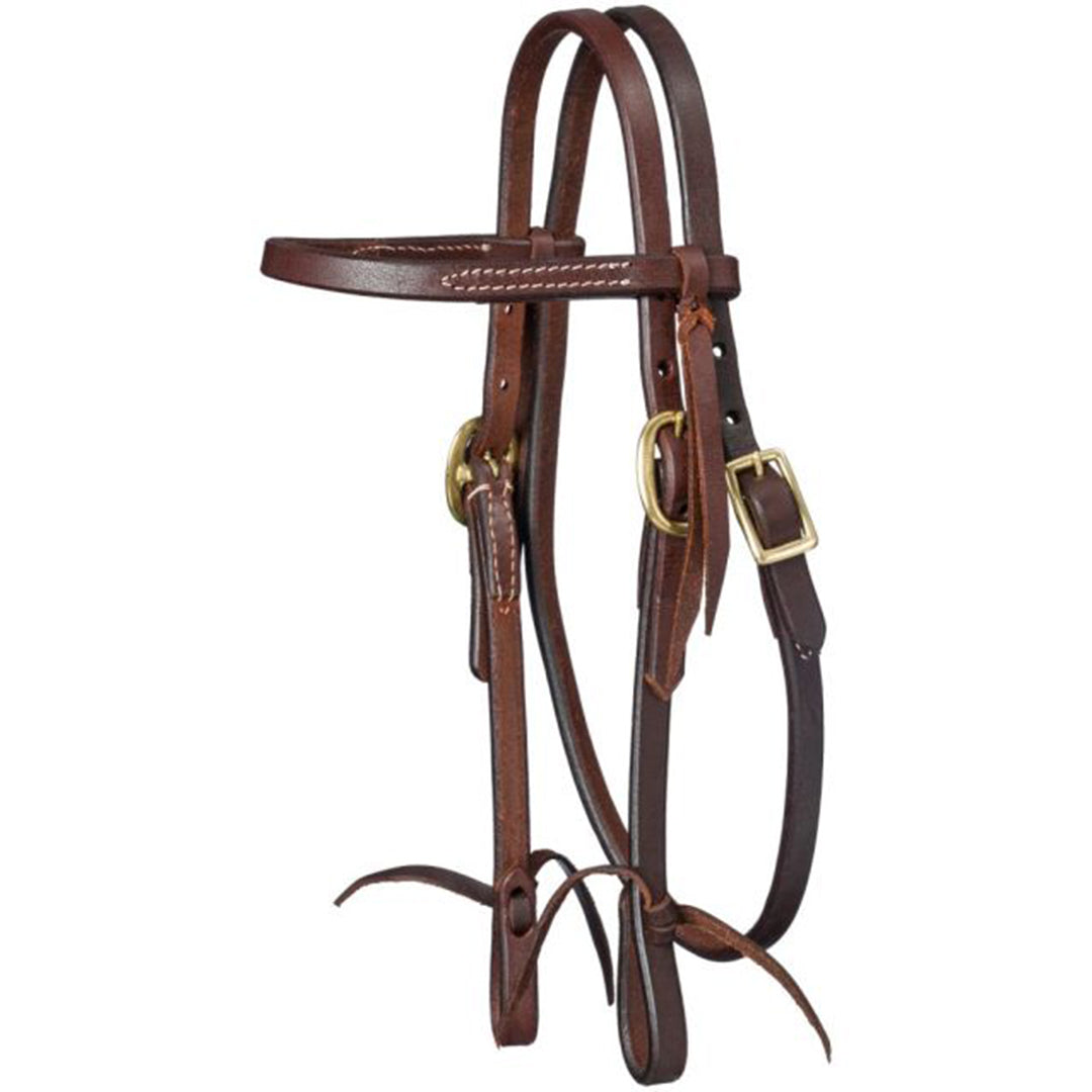 Tough 1 Royal King Harness Leather Mini Browband Headstall with Tie Ends