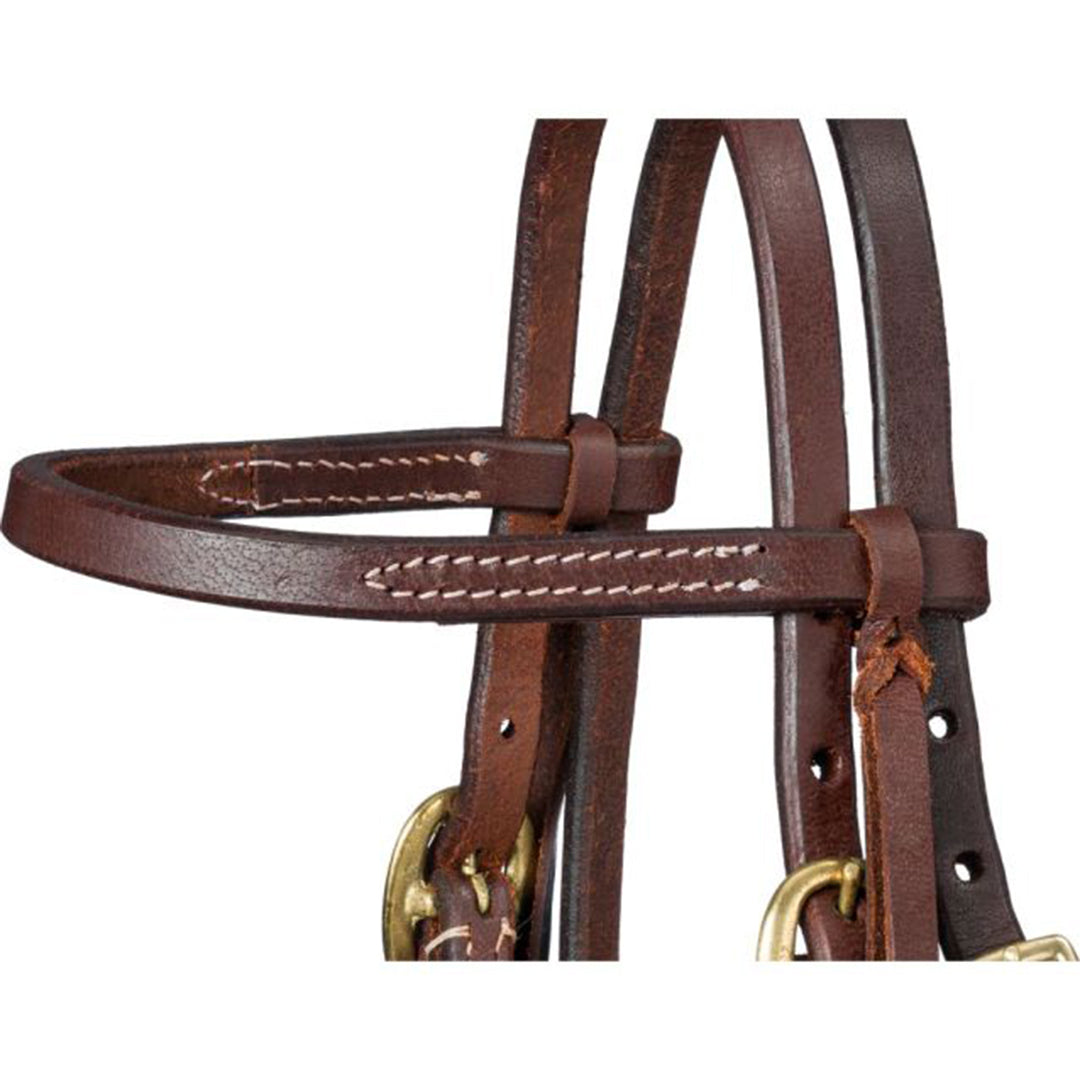 Tough 1 Royal King Harness Leather Mini Browband Headstall with Tie Ends