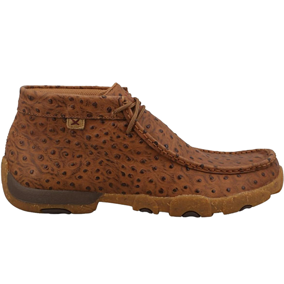 Twisted X Men's Cognac Ostrich Print Chukka Driving Mocs