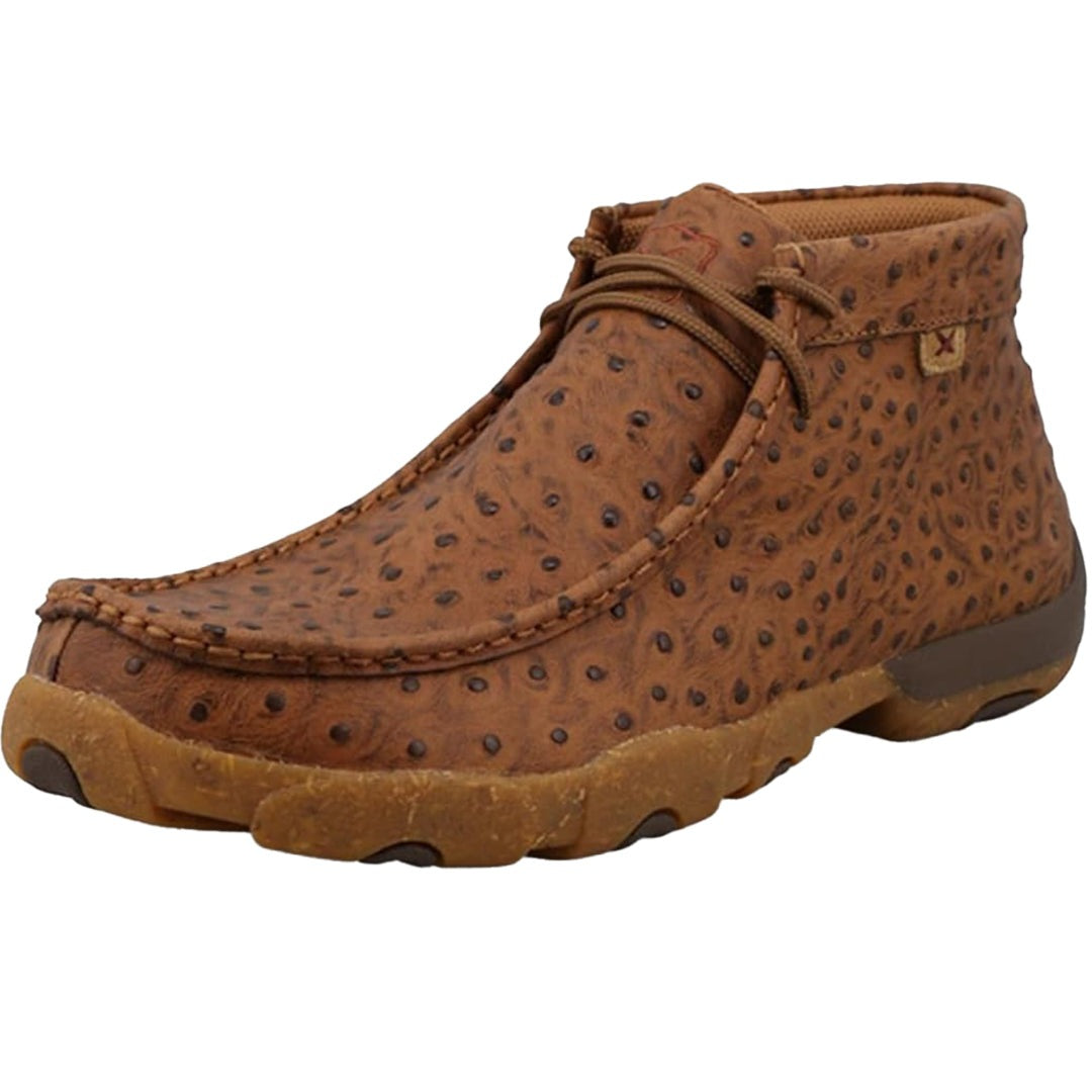 Twisted X Men's Cognac Ostrich Print Chukka Driving Mocs