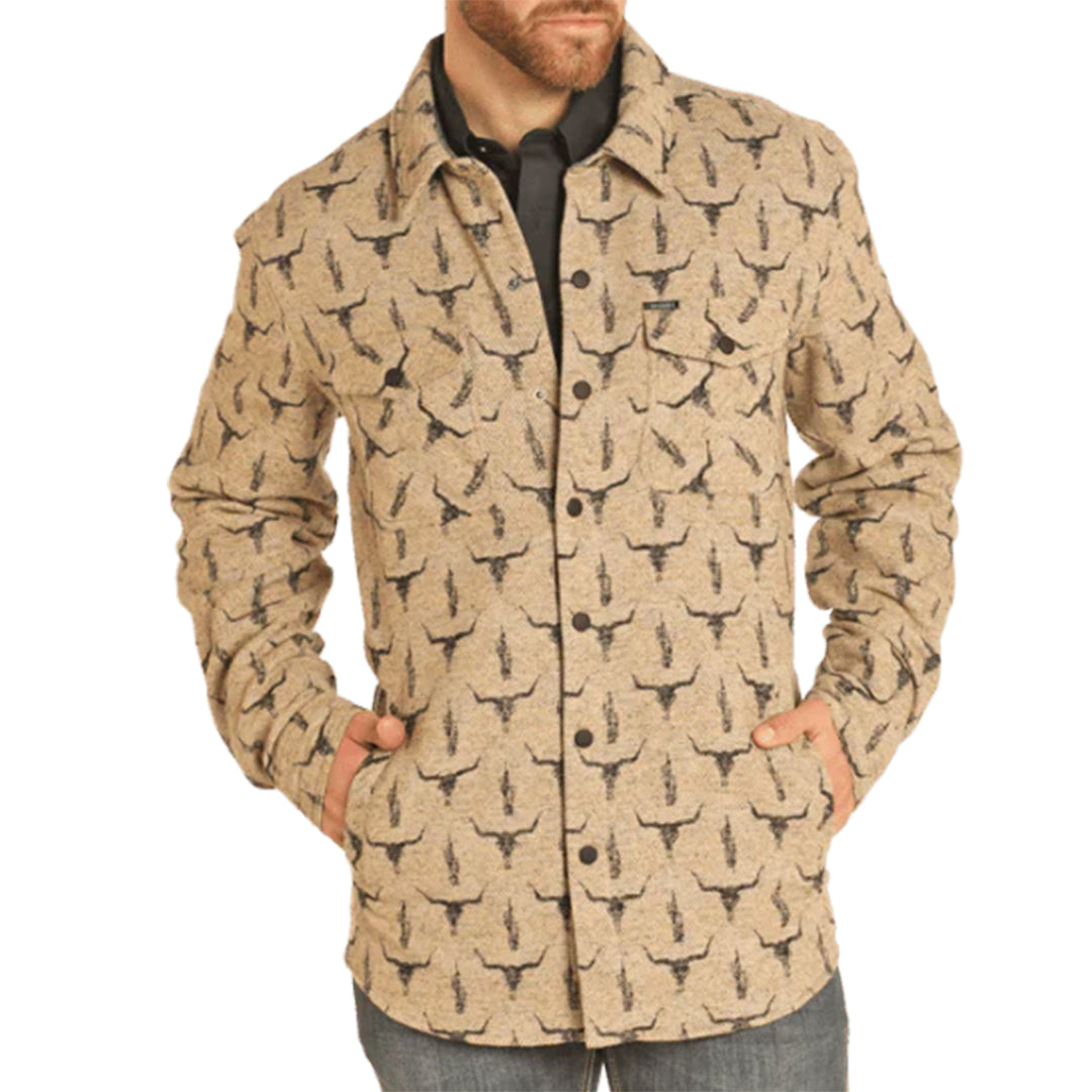 Rock & Roll Denim Men's Steer Skull Shirt Jacket