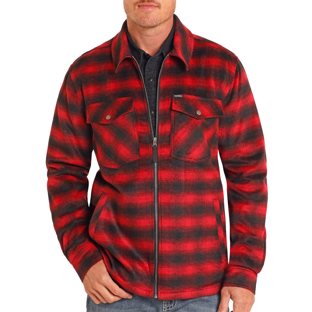 Rock & Roll Denim Men's Plaid Zip Jacket