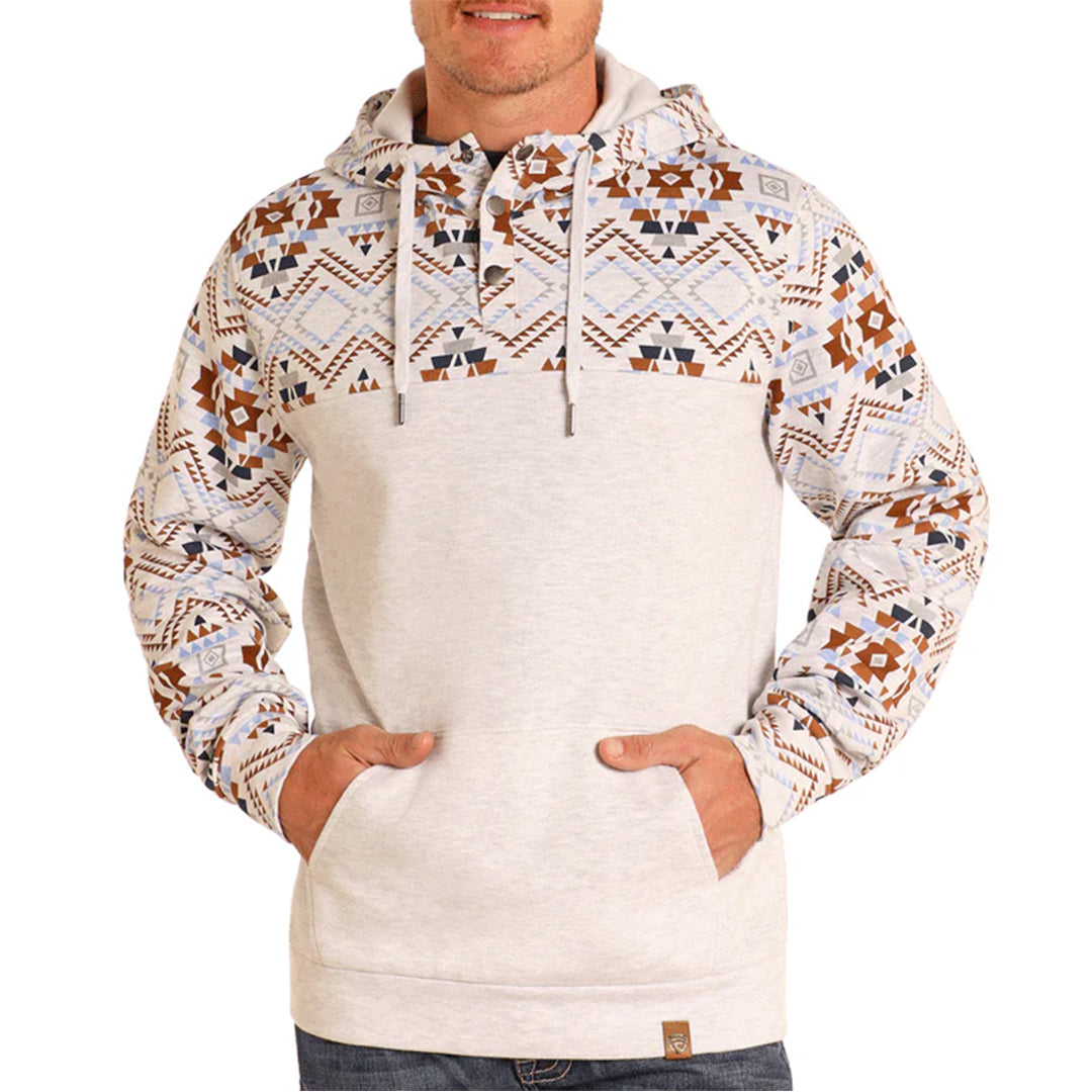 Rock & Roll Denim Men's Aztec Snap Hoodie