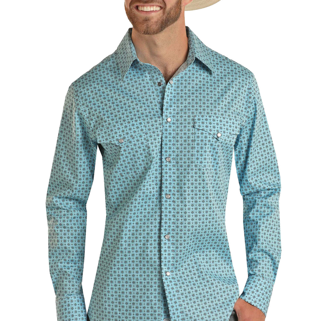 Stetson Men's Long Sleeve Solid Pearl Snap Western Shirt - Pink