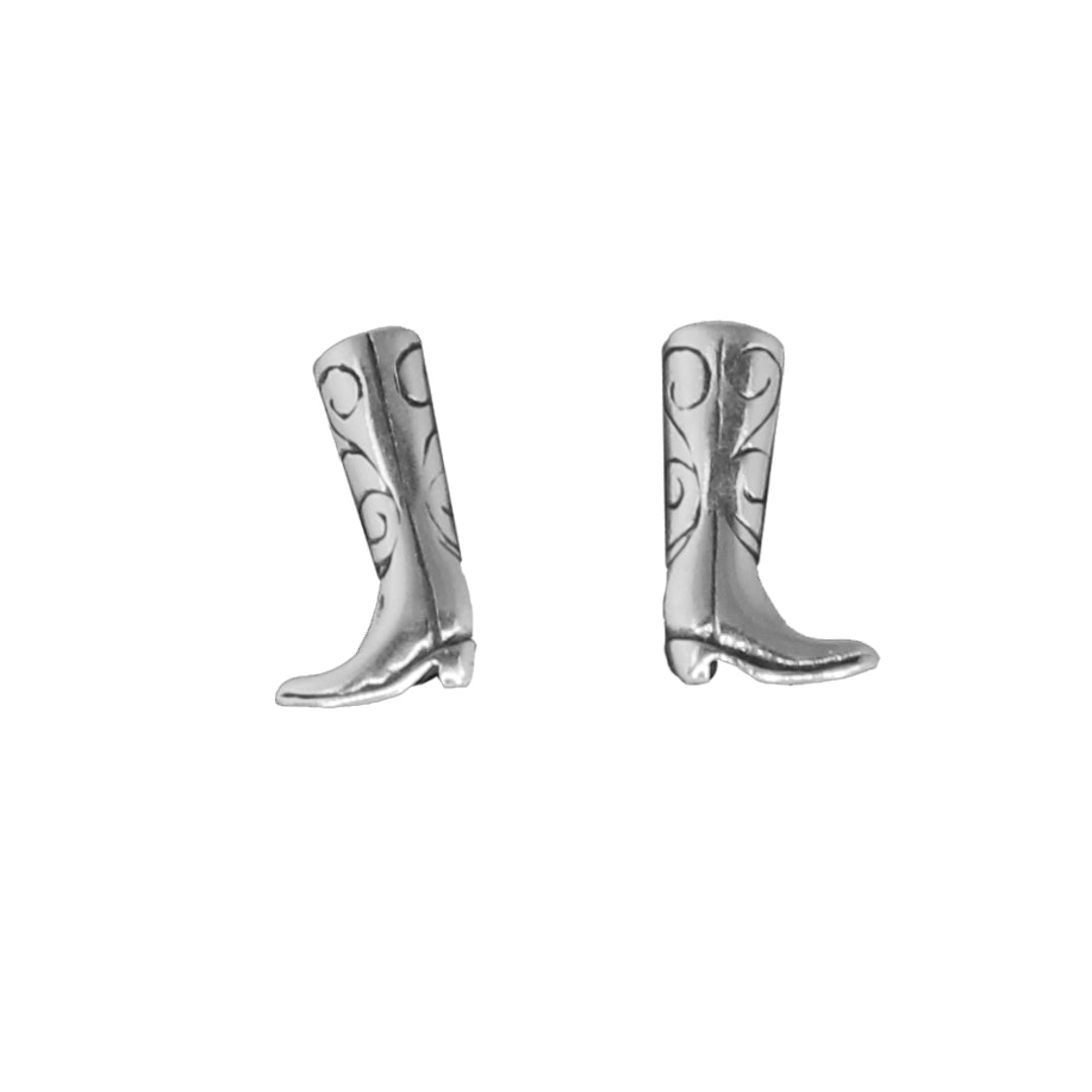 Cowboy Boot Silver Stud Earrings