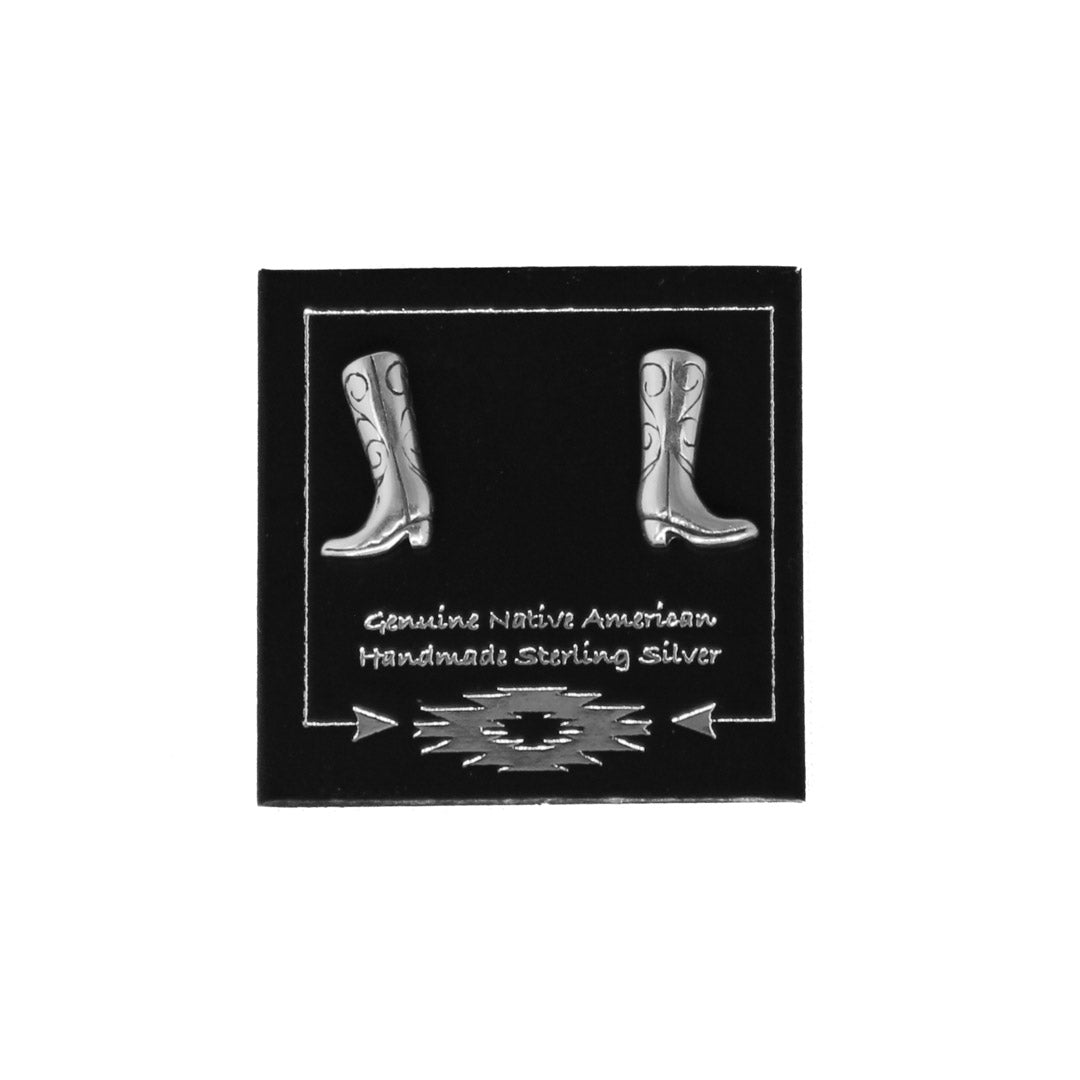 Cowboy Boot Silver Stud Earrings