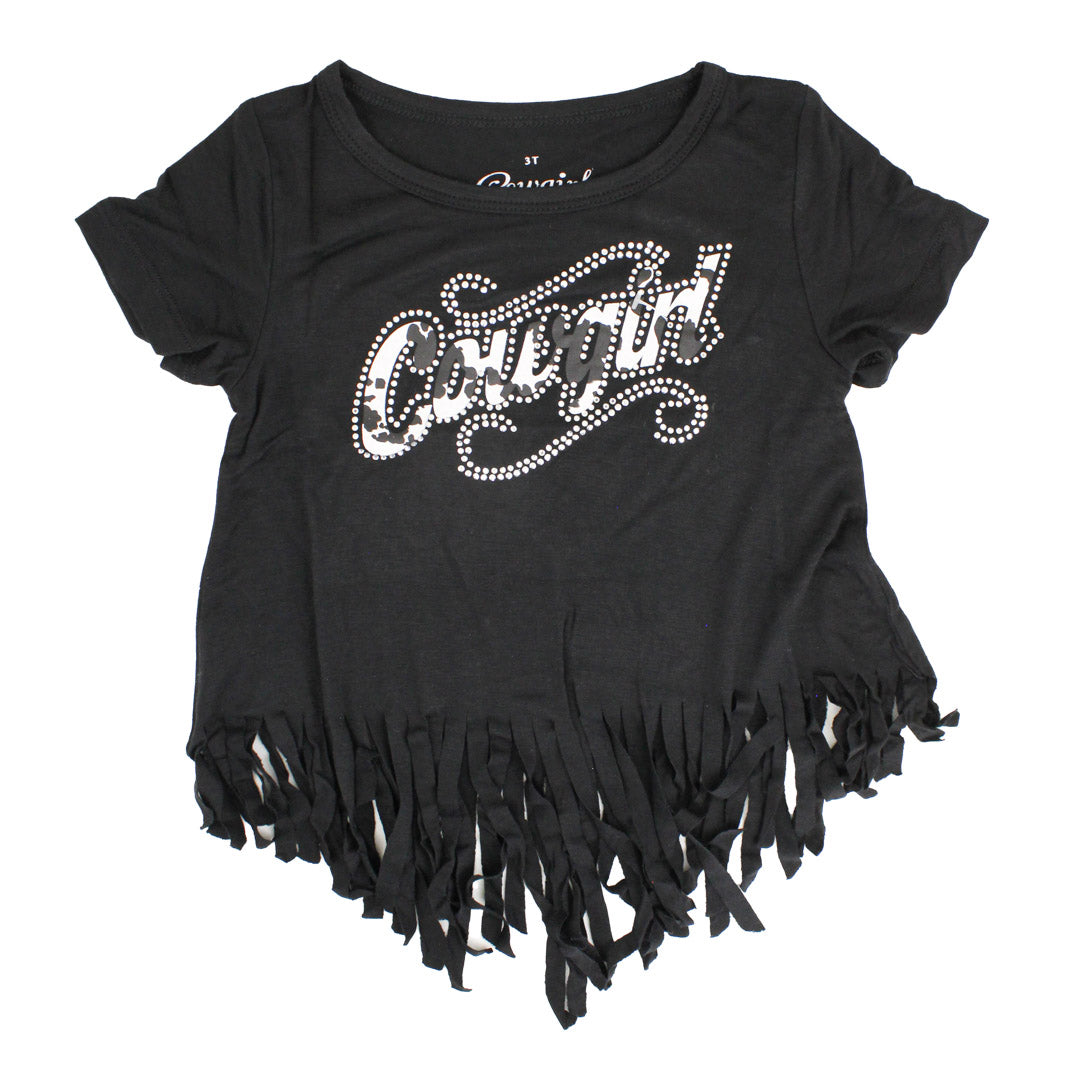 Cowgirl Hardware Toddler Girls' Logo Fringe T-Shirt In Black