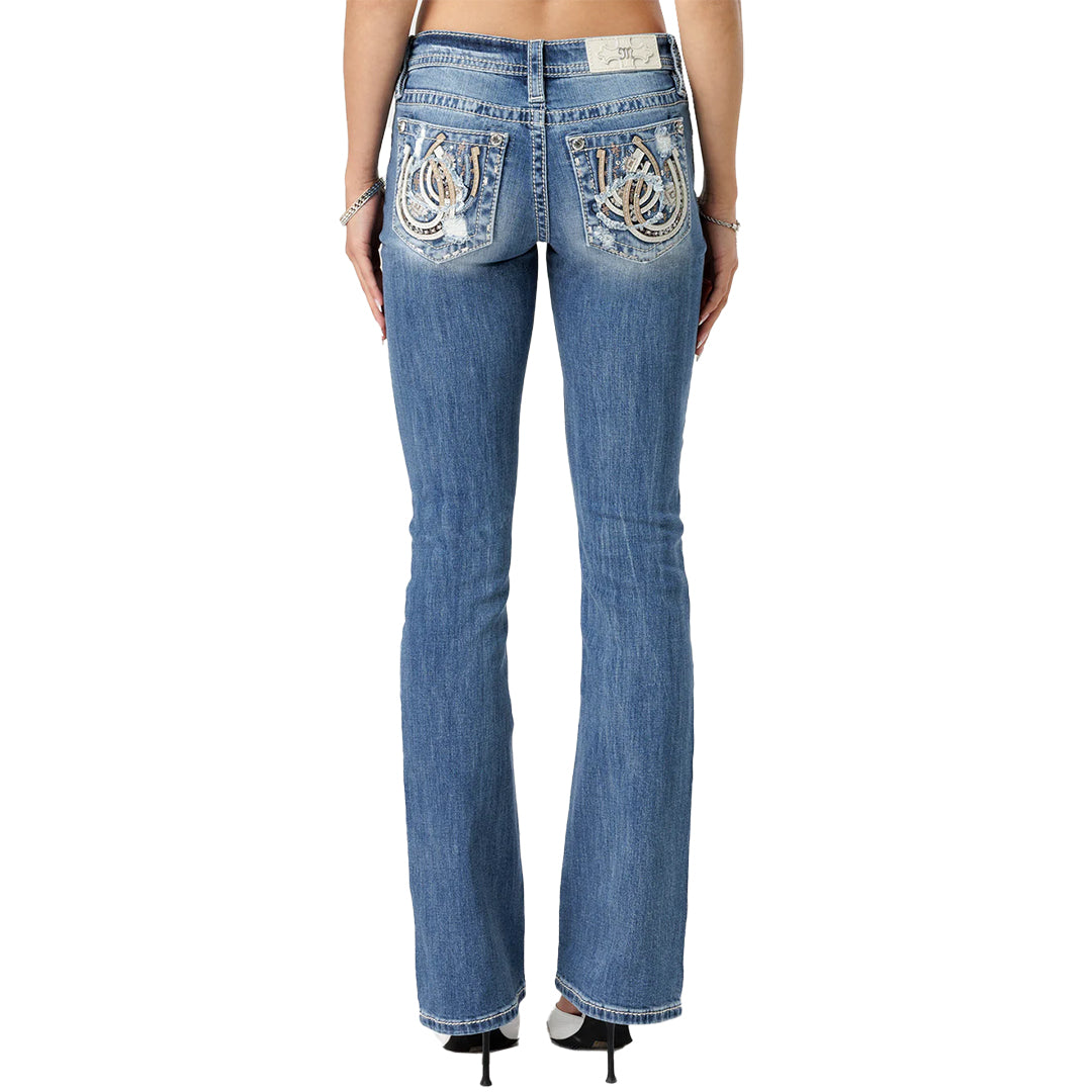 Miss Me Woman's Neutral Blues Horseshoe BootCut Jeans