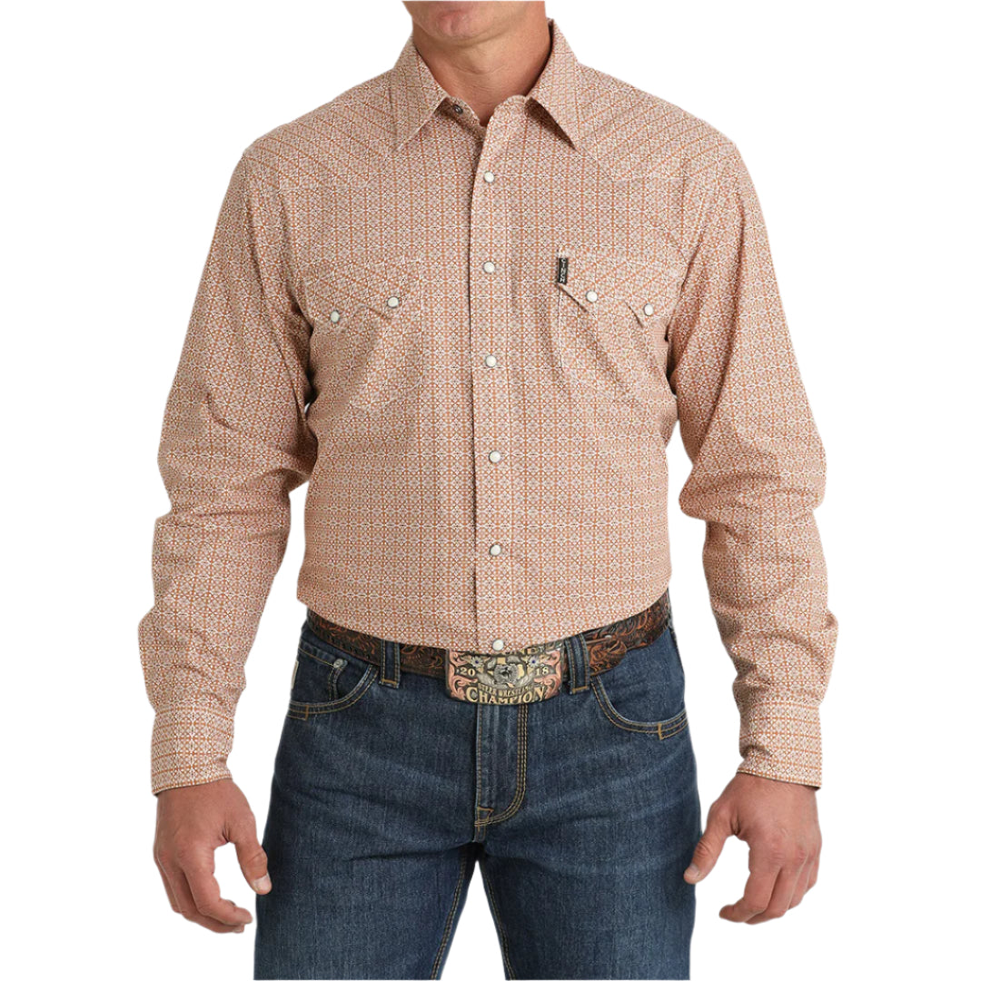 Cinch Men's Geometric Print Long Sleeve Snap Shirt