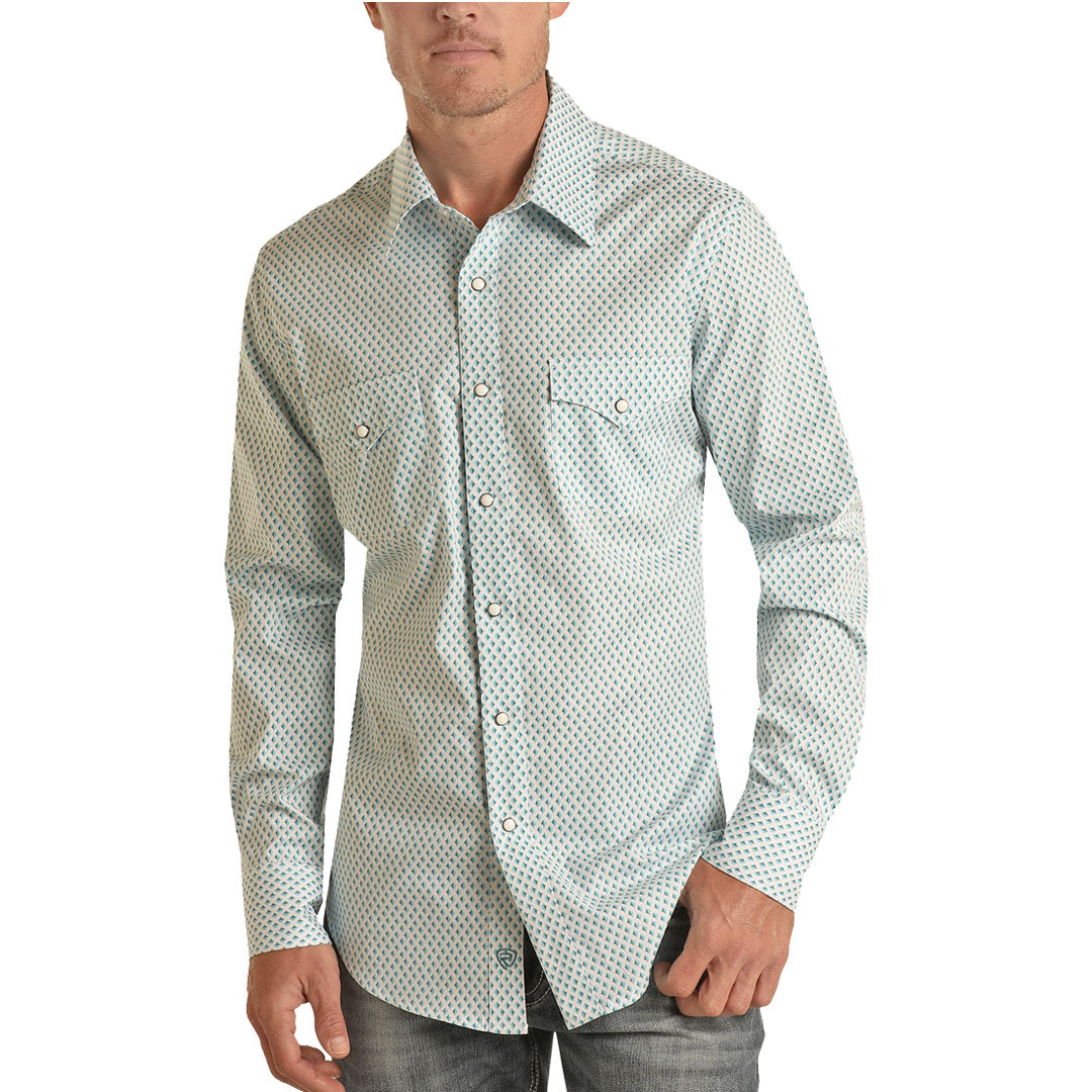 Rock & Roll Cowboy Men's Diamond Print Snap Shirt