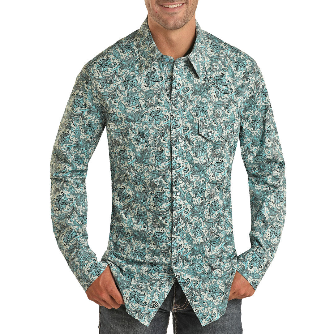 Rock & Roll Cowboy Men's Floral Paisley Print Snap Shirt