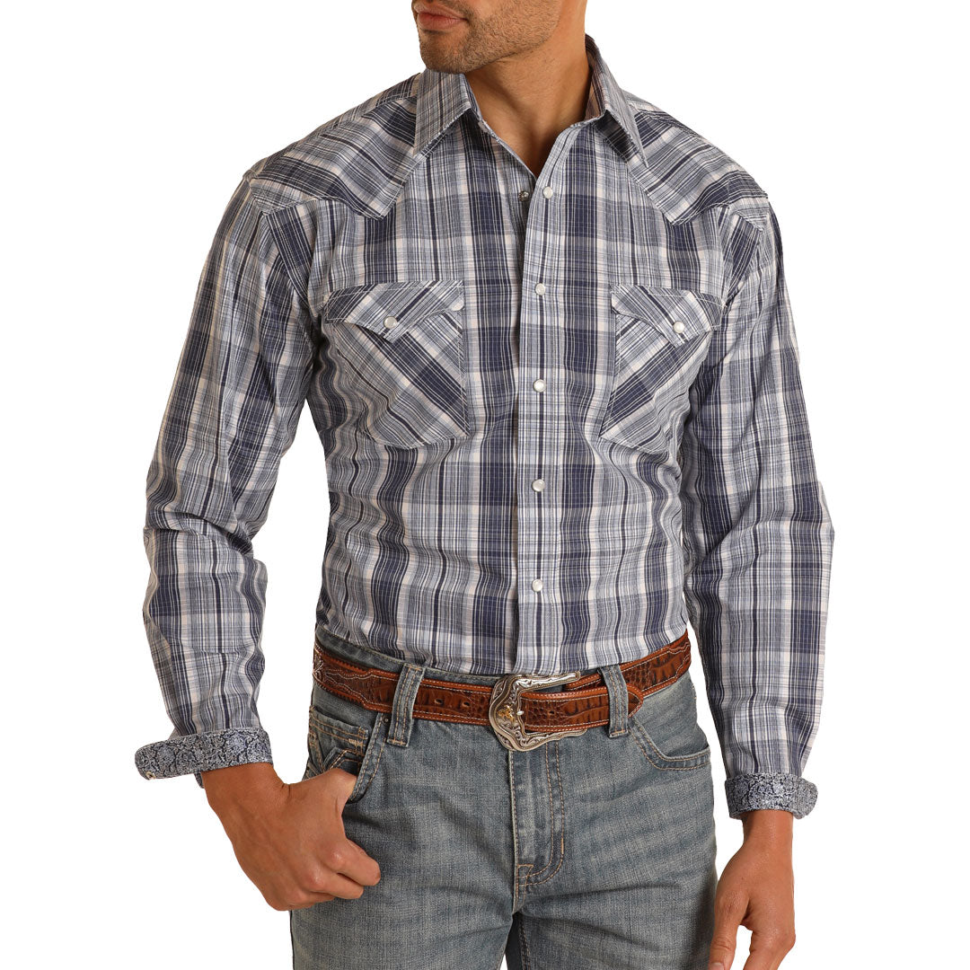 Rough Stock Men's Plaid Snap Shirt