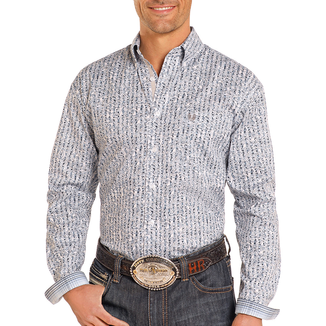 Panhandle Rough Stock Men's Paisley Print Long Sleeve Button Shirt