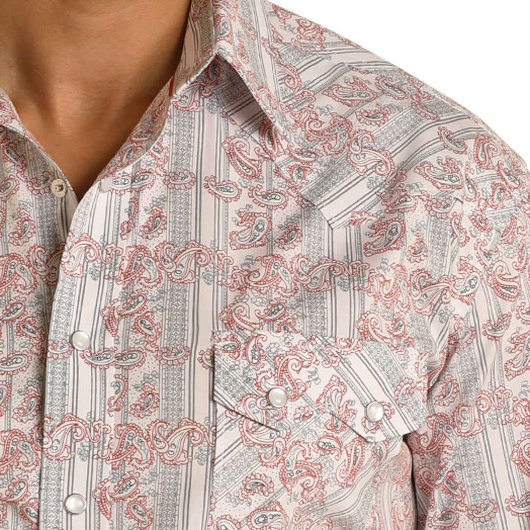 Rough Stock Men's Paisley Snap Shirt In Grey