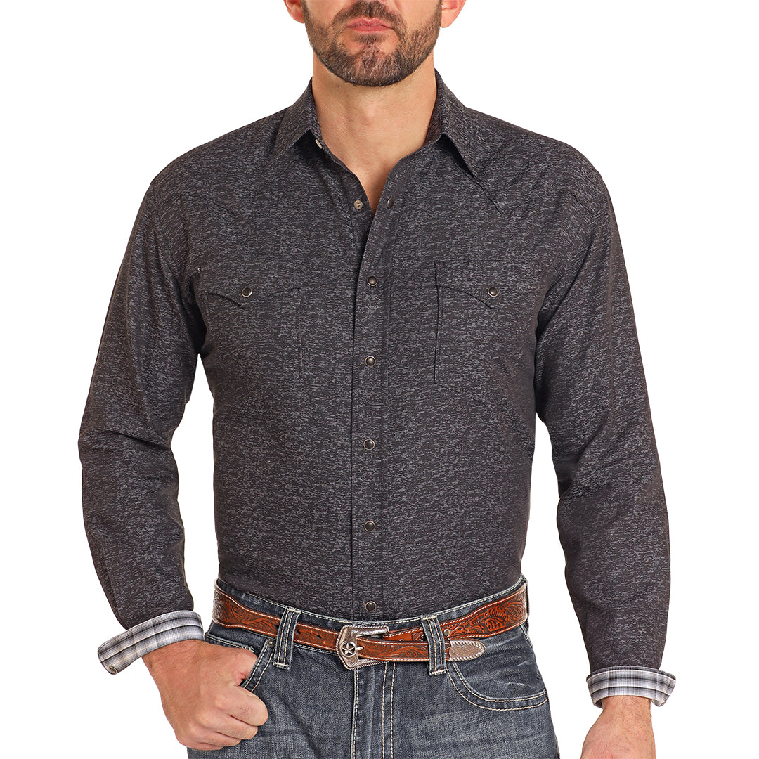 Panhandle Rough Stock Men's Dobby Long Sleeve Snap Shirt