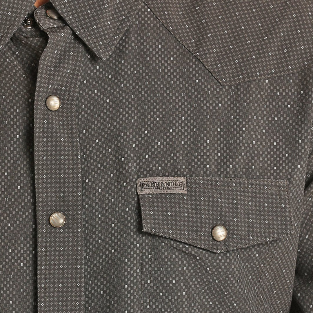 Panhandle Men's Geo Print Snap Shirt In Charcoal