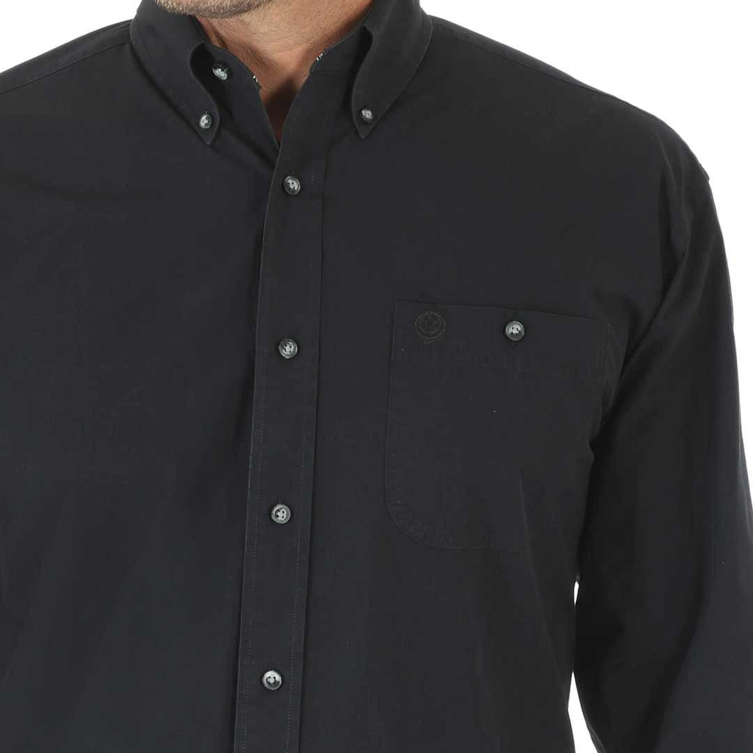 Wrangler Men's George Strait Button-Down Shirt In Solid Black