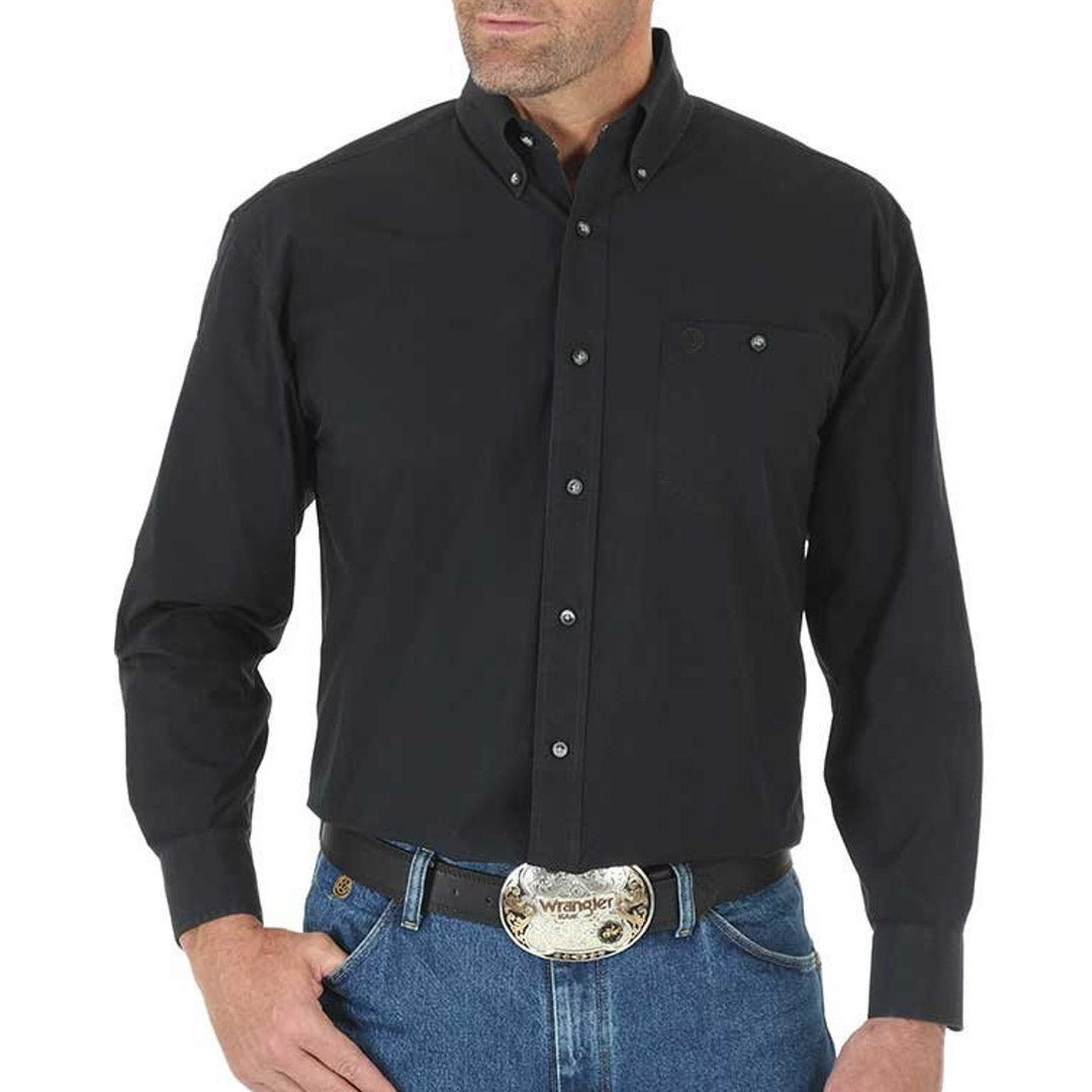 Wrangler Men's George Strait Button-Down Shirt In Solid Black