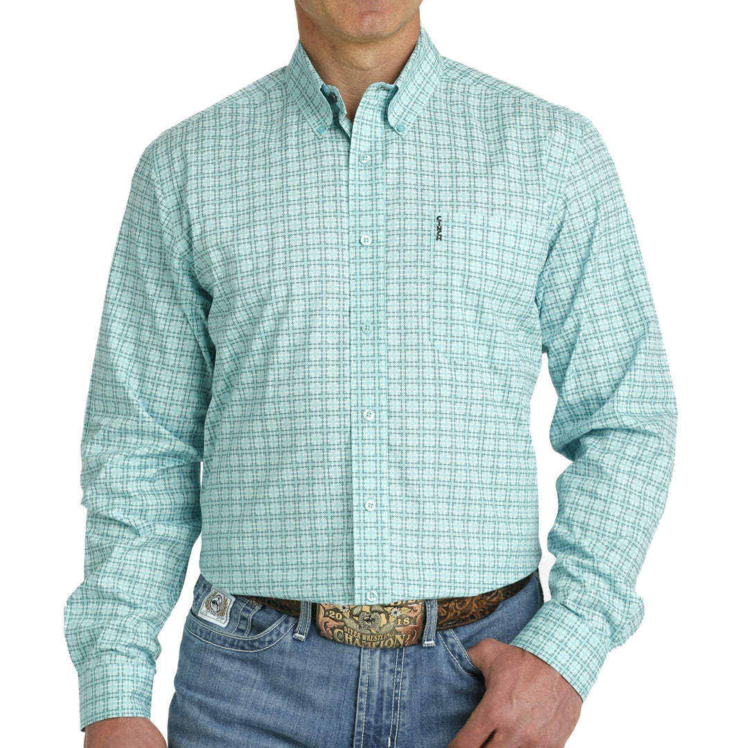 Cinch Men's Modern Fit Pattern Button-Down Shirt In Turquoise