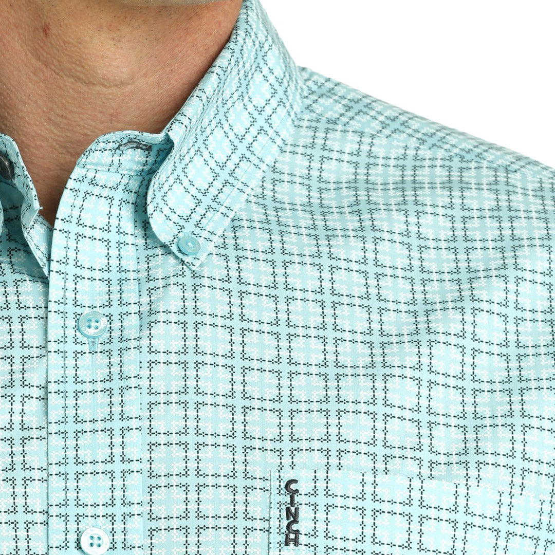 Cinch Men's Modern Fit Pattern Button-Down Shirt In Turquoise