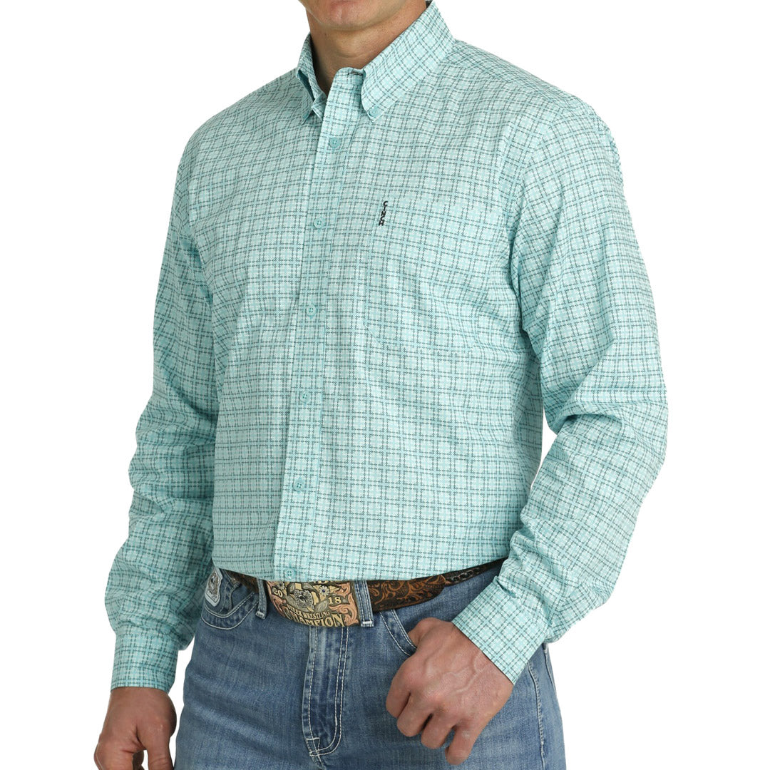 Cinch Men's Modern Fit Pattern Button-Down Shirt In Turquoise