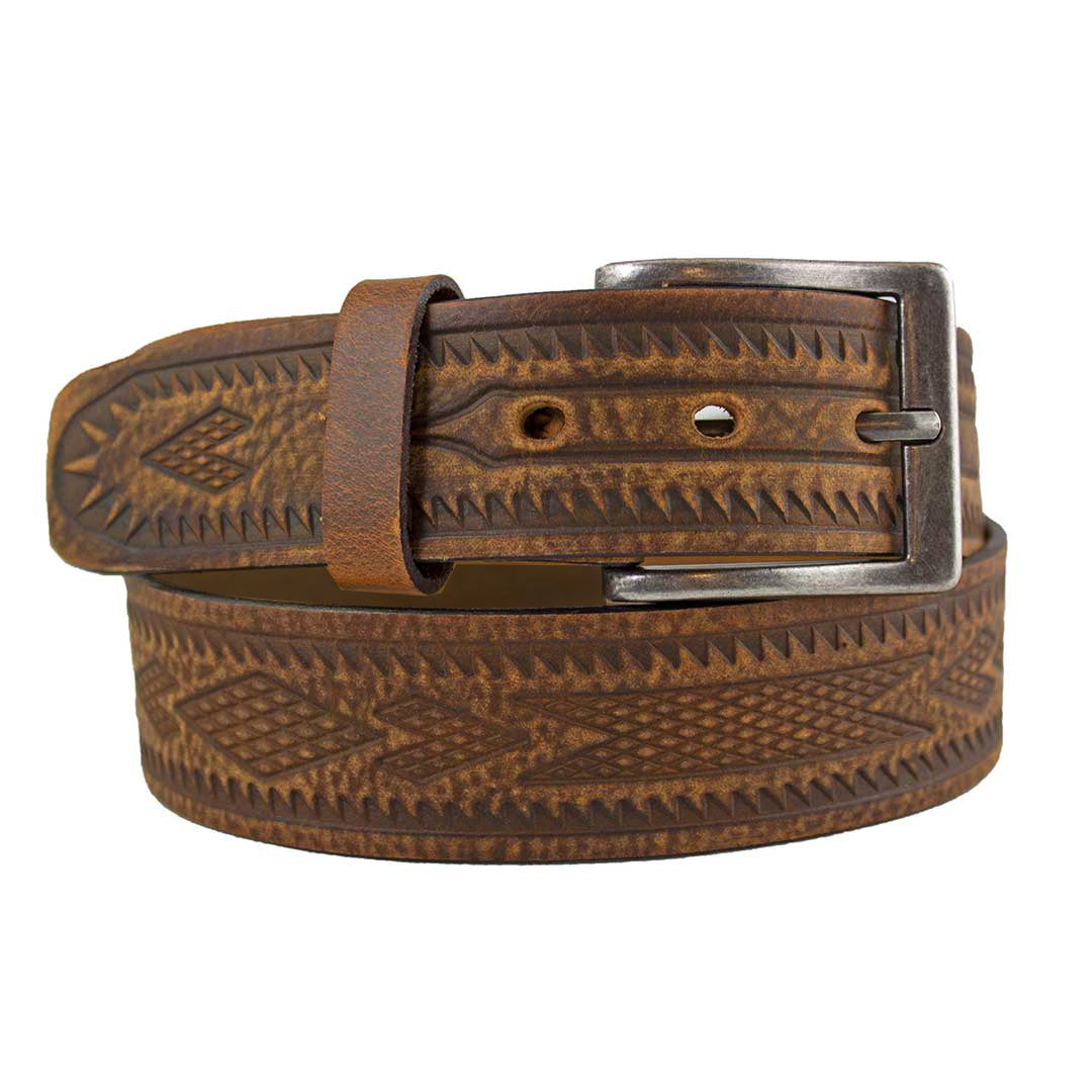 Cowboy Collection Men's Aztec Tooled Leather Belt